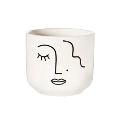 Hot Sass and Belle Abstract Face White Large Planter