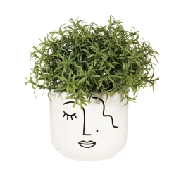 Hot Sass and Belle Abstract Face White Large Planter