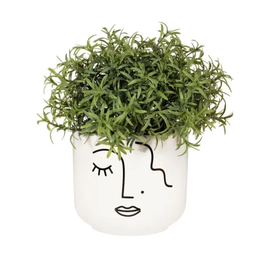 Hot Sass and Belle Abstract Face White Large Planter