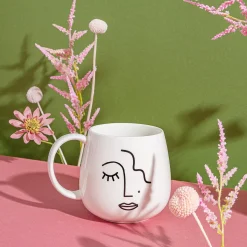 Sass and Belle Abstract Face White Mug
