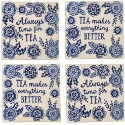 Online Sass and Belle Blue Willow Coasters - Set of 4