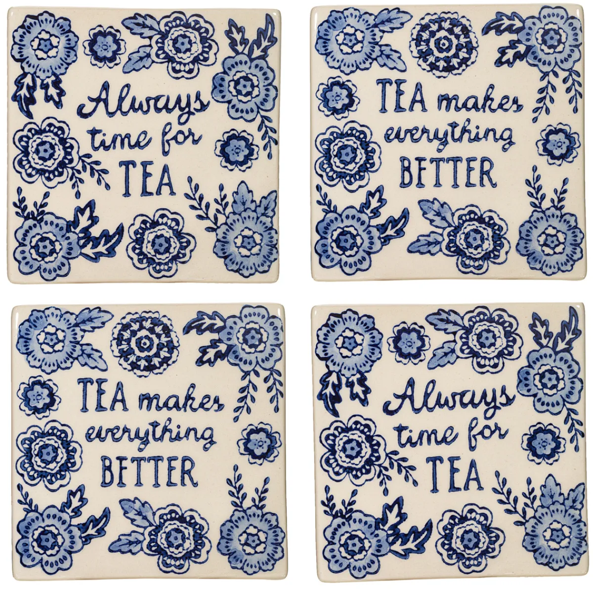 Online Sass and Belle Blue Willow Coasters - Set of 4