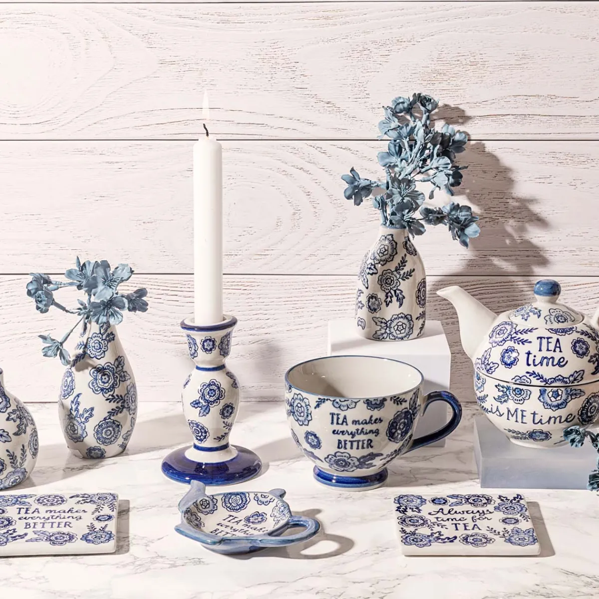 Online Sass and Belle Blue Willow Coasters - Set of 4
