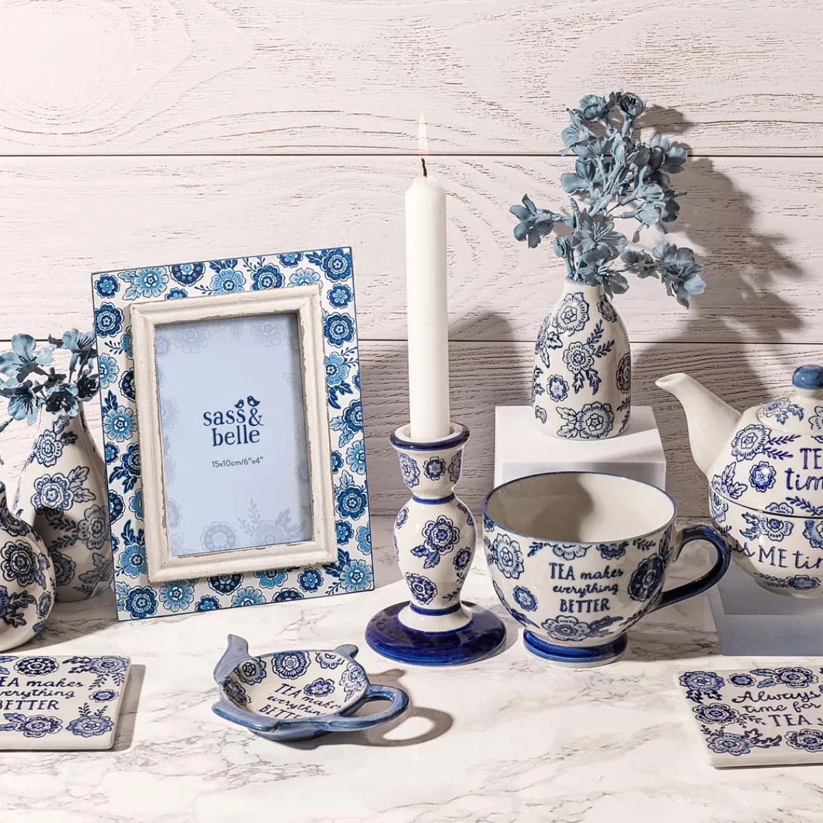 Online Sass and Belle Blue Willow Coasters - Set of 4