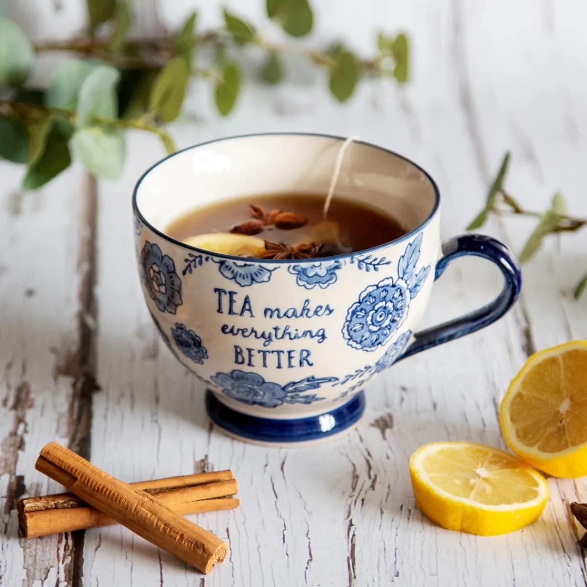 Online Sass and Belle Blue Willow Floral Mug