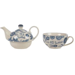 Hot Sass and Belle Blue Willow Floral Tea For One