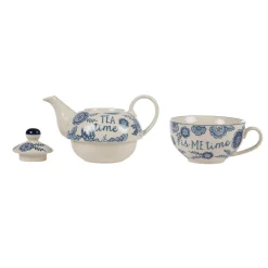Hot Sass and Belle Blue Willow Floral Tea For One