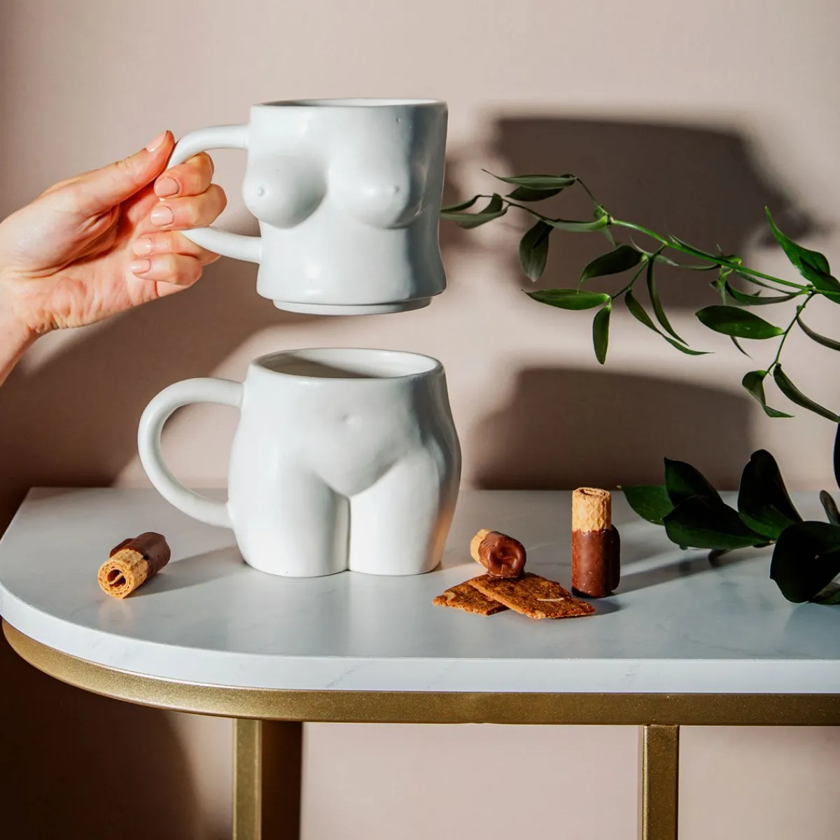 Outlet Sass and Belle Body Stacking Mugs White - Set of 2