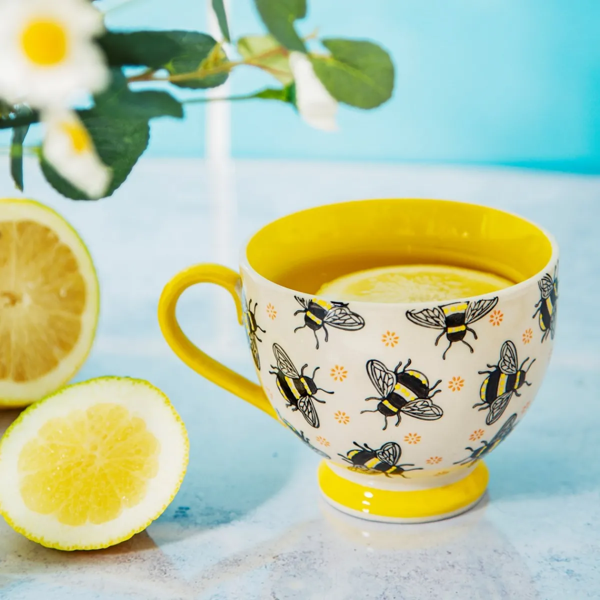 Sale Sass and Belle Busy Bees Stamped Yellow Mug