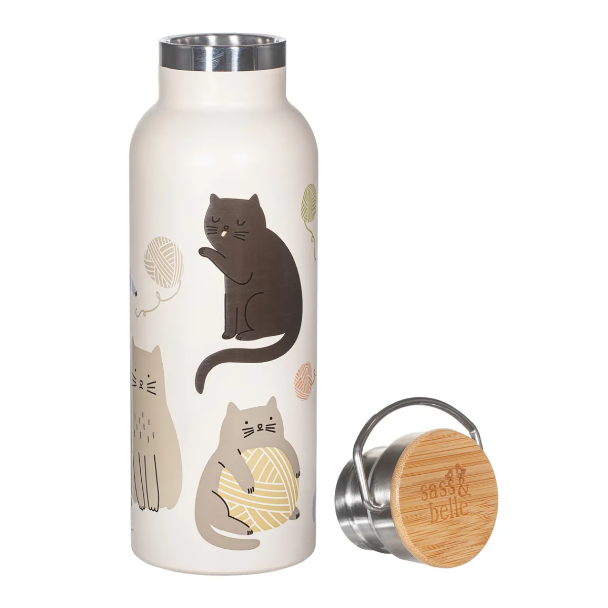 Sass and Belle Cats Metal Water Bottle