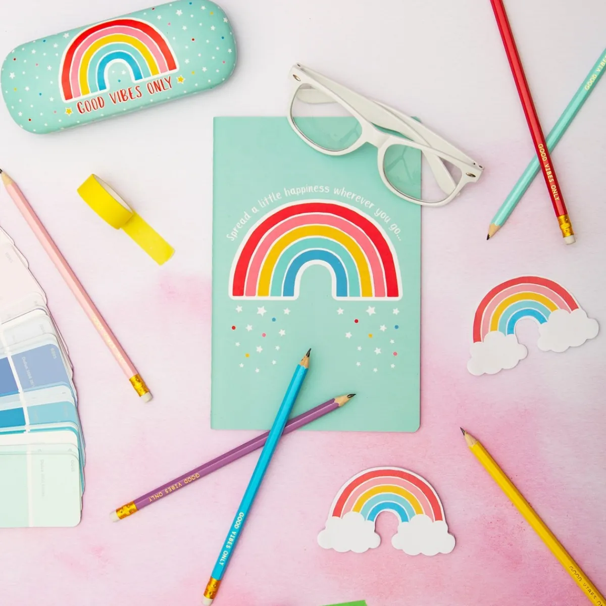 Sass and Belle Chasing Rainbows Spread Happiness A5 Notebook