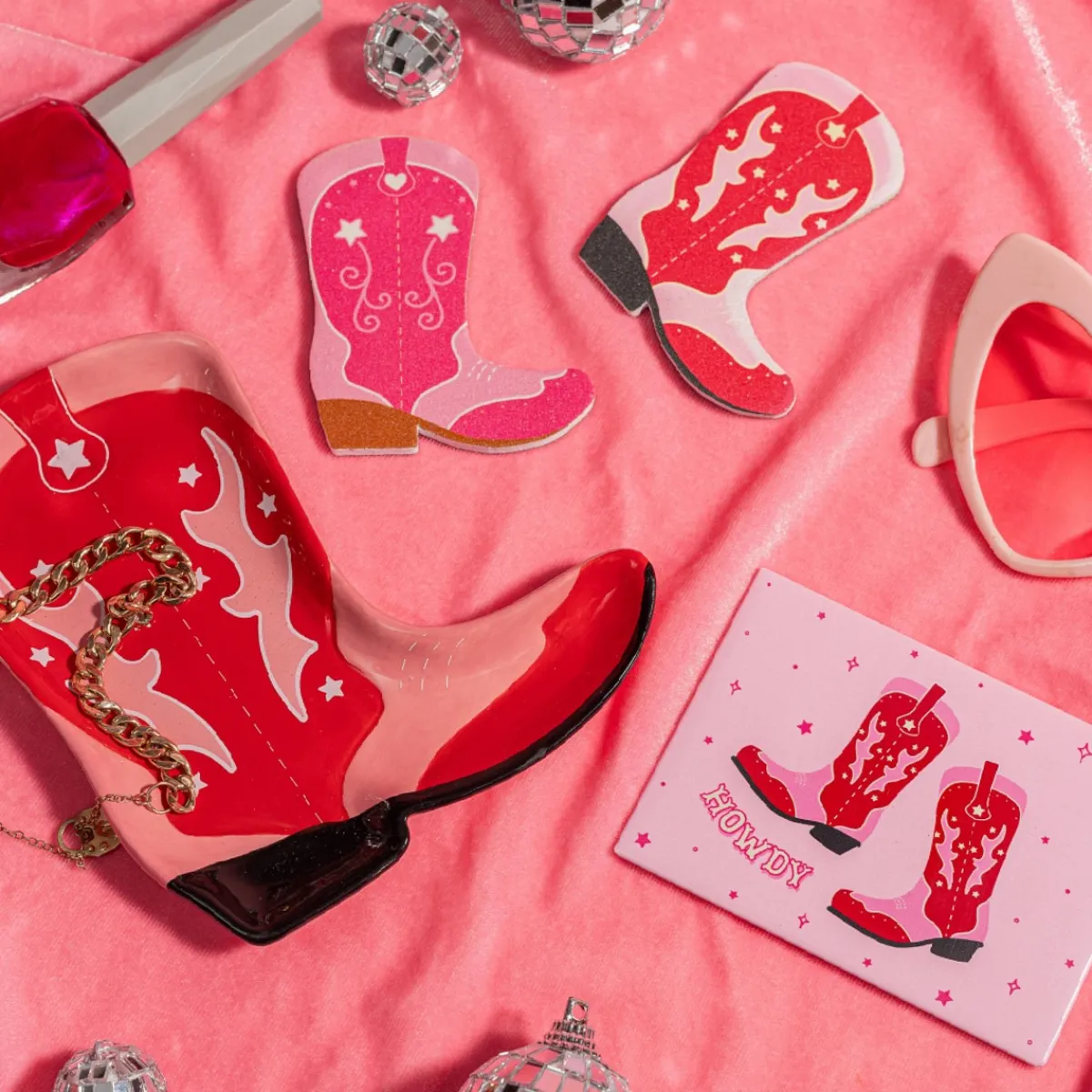 Best Sass and Belle Cowboy Boot Pink & Red Trinket Dish