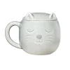 Outlet Sass and Belle Crackle Glaze Grey Cat Mug with Lid