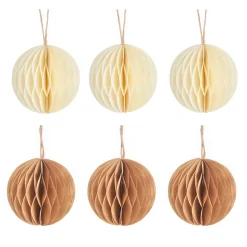Hot Sass and Belle Cream & Kraft Paper Decorations - Set of 6