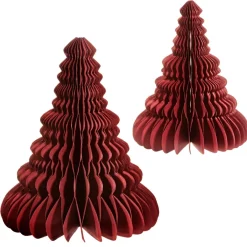 Discount Sass and Belle Crimson Honeycomb Tree Standing Decoration - Set of 2