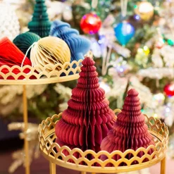 Discount Sass and Belle Crimson Honeycomb Tree Standing Decoration - Set of 2