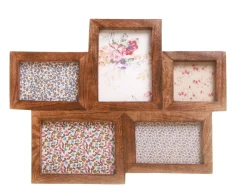 Online Sass and Belle Dark Brown Wood Photo Frame with 5 Apertures