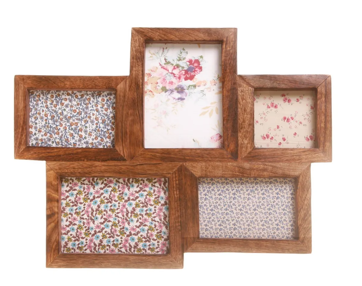 Online Sass and Belle Dark Brown Wood Photo Frame with 5 Apertures
