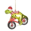 Sass and Belle Dinosaur on a Bicycle Shaped Bauble