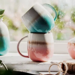 Hot Sass and Belle Dip Glazed Ombre Turquoise Mug