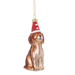 New Sass and Belle Dog in a Santa Hat Shaped Bauble