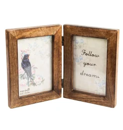 Discount Sass and Belle Double Dark Brown Wood Photo Frame