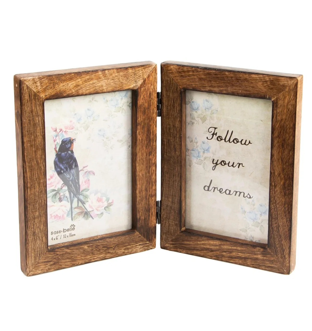 Discount Sass and Belle Double Dark Brown Wood Photo Frame