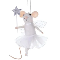 Clearance Sass and Belle Fairy Mouse with Star Wand Felt Hanging Decoration White