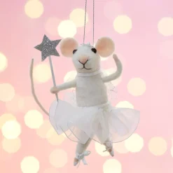 Clearance Sass and Belle Fairy Mouse with Star Wand Felt Hanging Decoration White