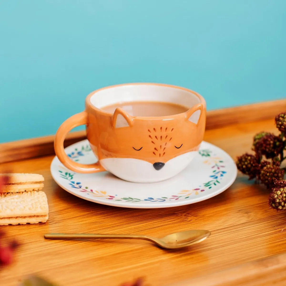 Outlet Sass and Belle Finley Fox Tea Cup and Saucer Set