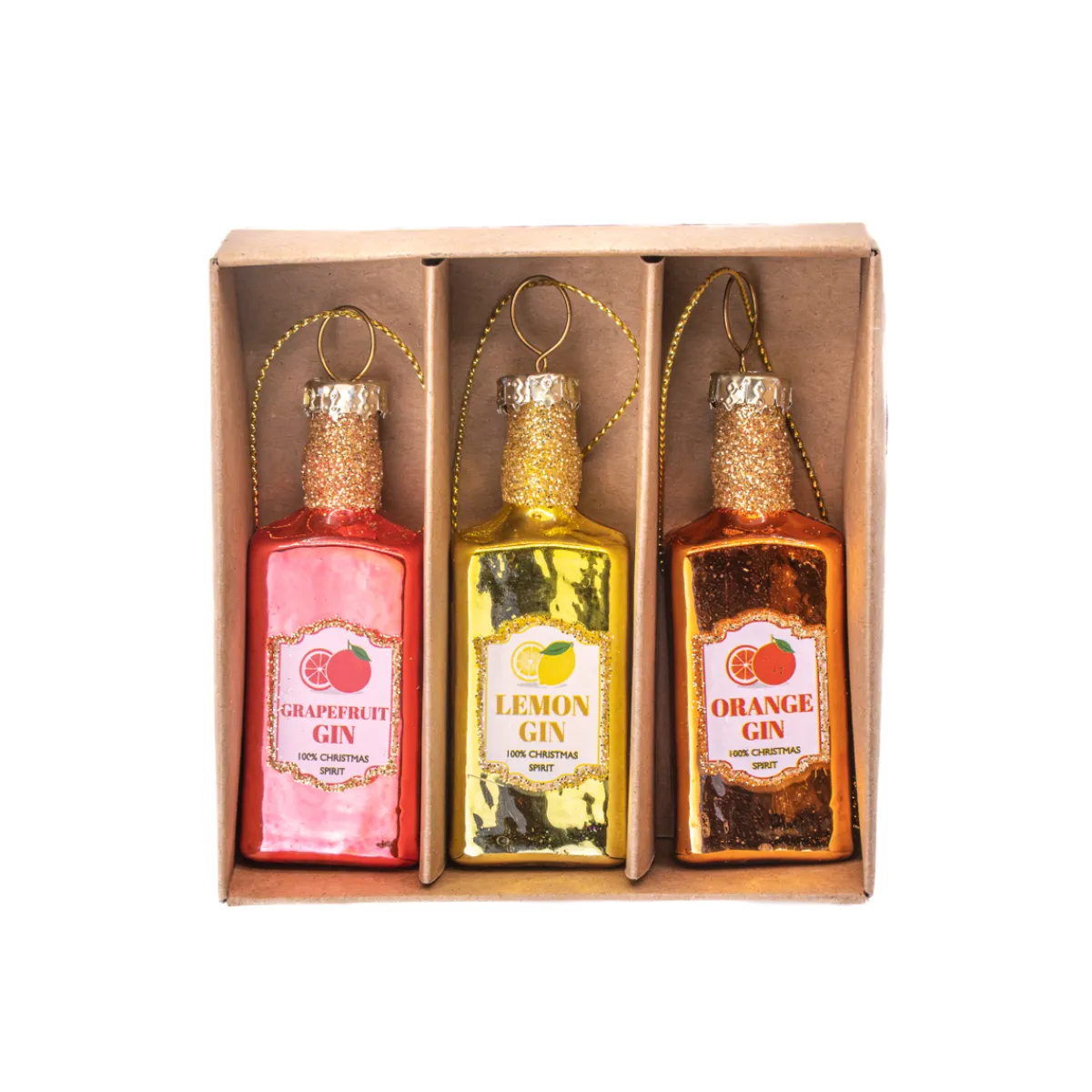 Sale Sass and Belle Flavoured Gin Bottle Mini Bauble - Set of 3