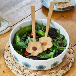 Sale Sass and Belle Flower Bamboo Salad Servers