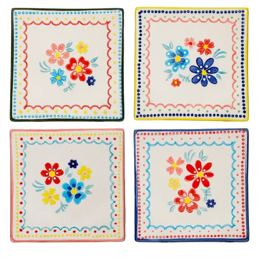 Outlet Sass and Belle Folk Floral Coasters - Set of 4