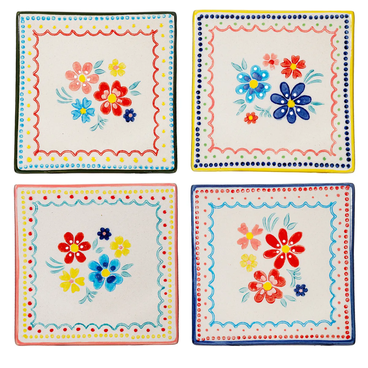 Outlet Sass and Belle Folk Floral Coasters - Set of 4