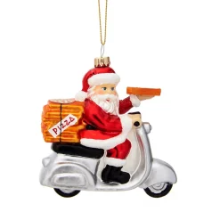 Clearance Sass and Belle Fun Food Pizza Delivery Santa Shaped Bauble