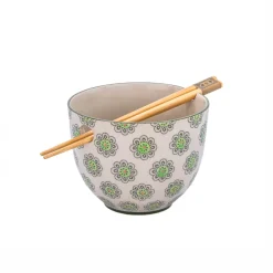 Discount Sass and Belle Geometric Print Green Noodle Bowl - With Chopsticks