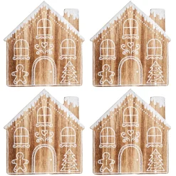 Sass and Belle Gingerbread House Wooden Coasters - Set of 4