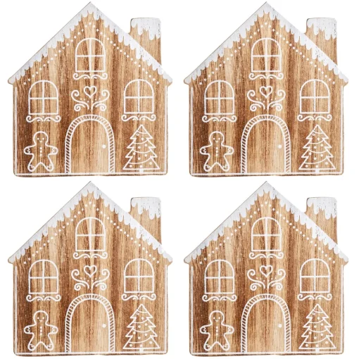 Sass and Belle Gingerbread House Wooden Coasters - Set of 4
