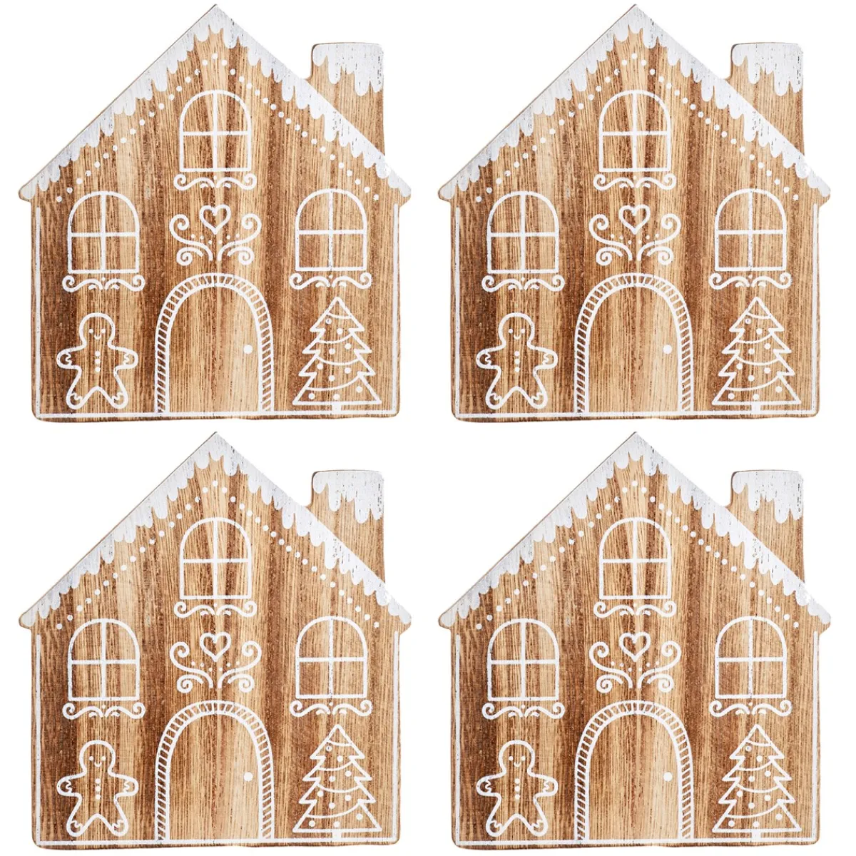 Sass and Belle Gingerbread House Wooden Coasters - Set of 4