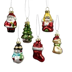 Outlet Sass and Belle Glitzy Mini Christmas Characters Shaped Baubles - Set of 6