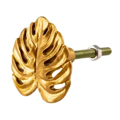 Clearance Sass and Belle Gold Cheese Plant Leaf Drawer Knob