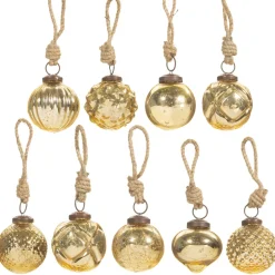 Clearance Sass and Belle Gold Crackle Glass Mini Bauble - Set of 9