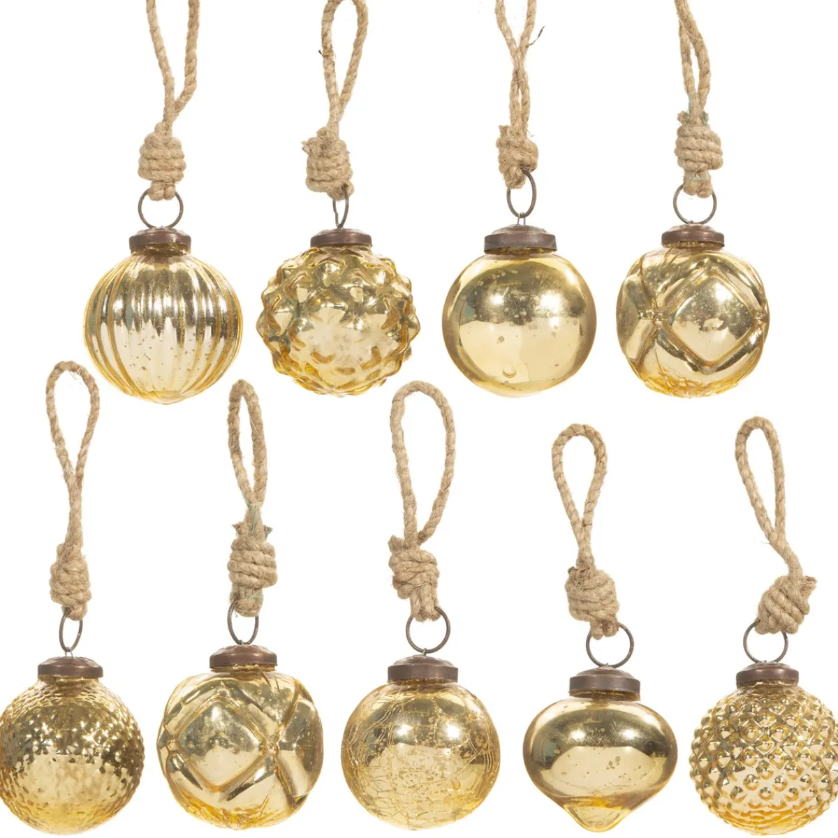 Clearance Sass and Belle Gold Crackle Glass Mini Bauble - Set of 9