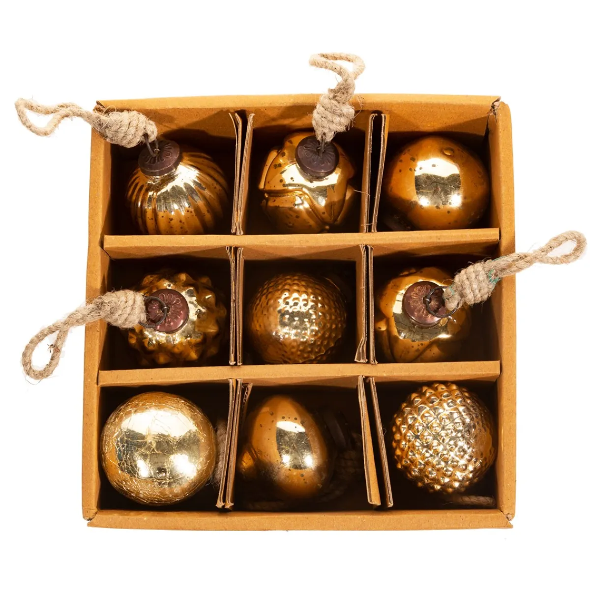 Clearance Sass and Belle Gold Crackle Glass Mini Bauble - Set of 9