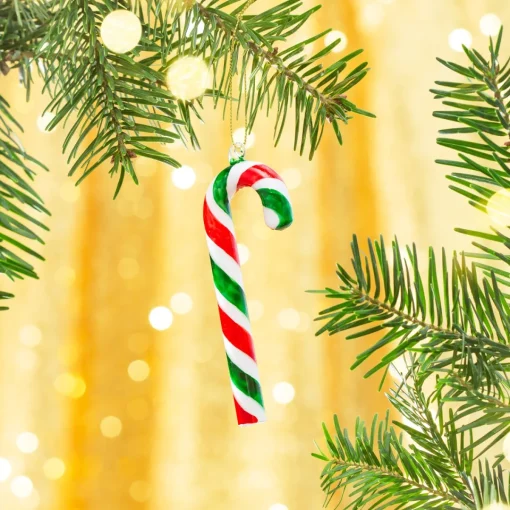 New Sass and Belle Green & Red Candy Cane Shaped Bauble
