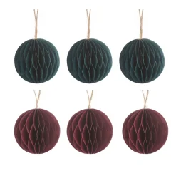 New Sass and Belle Green & Red Honeycomb Paper Decorations - Set of 6