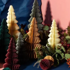 New Sass and Belle Green & Red Honeycomb Paper Decorations - Set of 6