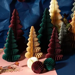 New Sass and Belle Green & Red Honeycomb Paper Decorations - Set of 6