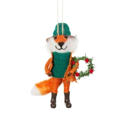 Online Sass and Belle Green Fox With Wreath Felt Decoration