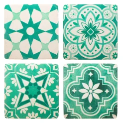 Discount Sass and Belle Green Tile Coasters - Set of 4